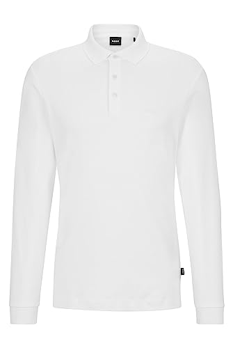 BOSS Herren Pado 30 Poloshirt aus Interlock-Baumwolle mit Logo-Stickerei Weiß XXXL von BOSS