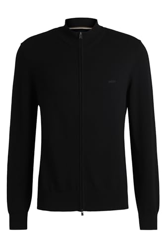 BOSS Herren Palano-L Strick-Cardigan aus Baumwolle mit Reißverschluss und Logo-Stickerei Schwarz001 M von BOSS