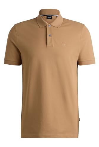 BOSS Herren Pallas Pallas Poloshirt aus Baumwoll-Piqué mit Logo-Details Beige XS von BOSS