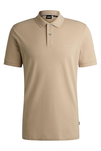 BOSS Herren Pallas Pallas Poloshirt aus Baumwoll-Piqué mit Logo-Details Hellbeige M von BOSS