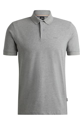 BOSS Herren Pallas Pallas Poloshirt aus Baumwoll-Piqué mit Logo-Details Silber 5XL von BOSS