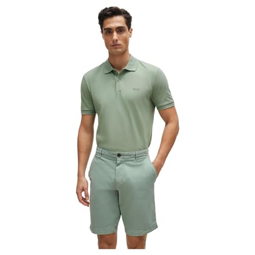 BOSS Herren Pallas Pallas Poloshirt aus Bio-Baumwolle mit Logo-Stickerei Hellgrün M von BOSS