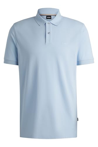 BOSS Herren Pallas Pallas Poloshirt aus Baumwoll-Piqué mit Logo-Details Hellblau L von HUGO BOSS