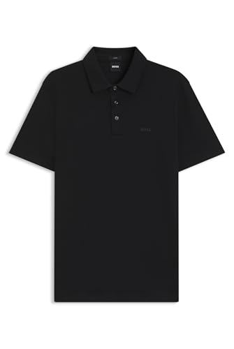 BOSS Herren Palosh 30 Slim-Fit Poloshirt aus Baumwolle mit gummiertem Logo Schwarz001 L von HUGO BOSS