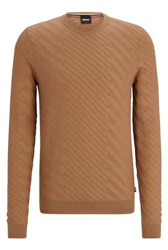 BOSS Herren Palwino Pullover aus Schurwoll-Mix mit grafischem Jacquard-Muster Beige M von BOSS