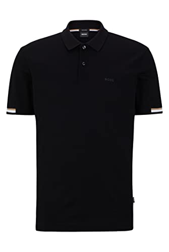 BOSS Herren Parlay 147 Slim-Fit Poloshirt mit gummiertem Logo Schwarz XXXL von BOSS