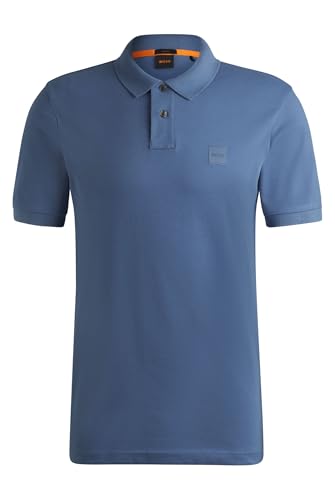 BOSS Herren Passenger Slim-Fit Poloshirt aus Stretch-Baumwolle mit Logo-Aufnäher Blau XXXL von BOSS