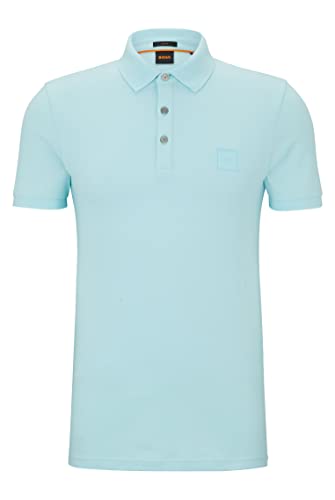 BOSS Herren Passenger Slim-Fit Poloshirt aus Stretch-Baumwolle mit Logo-Aufnäher Hellblau XL von BOSS