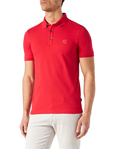 BOSS Herren Passenger Slim-Fit Poloshirt aus Stretch-Baumwolle mit Logo-Aufnäher Rot L von BOSS