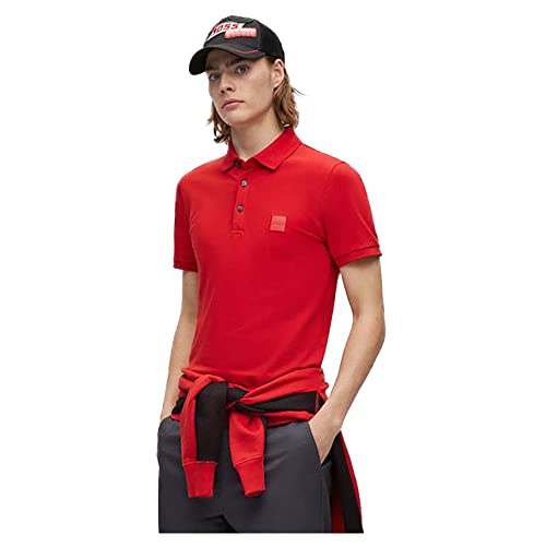 BOSS Herren Passenger Slim-Fit Poloshirt aus Stretch-Baumwolle mit Logo-Aufnäher Rot XL von BOSS