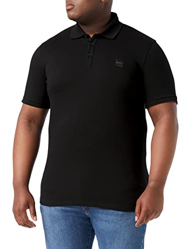 BOSS Herren Passenger Slim-Fit Poloshirt aus Stretch-Baumwolle mit Logo-Aufnäher Schwarz XXL von BOSS