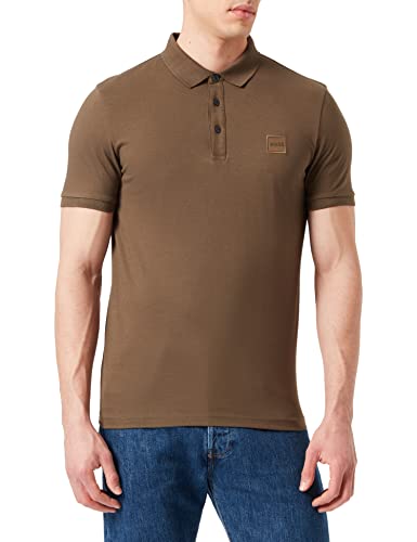 BOSS Herren Passenger Slim-Fit Poloshirt aus Stretch-Baumwolle mit Logo-Aufnäher Dunkelgrün L von BOSS