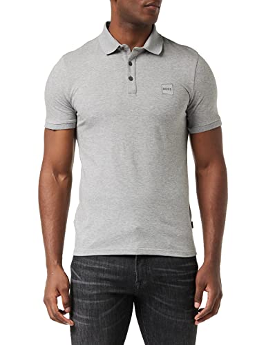 BOSS Herren Passenger Slim-Fit Poloshirt aus Stretch-Baumwolle mit Logo-Aufnäher Hellgrau XXXL von BOSS