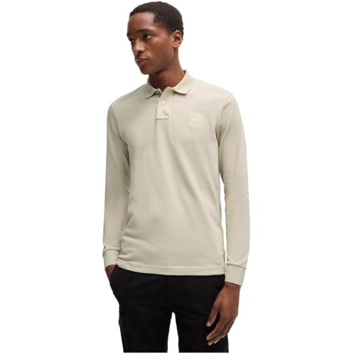 BOSS Herren Passerby Slim-Fit Poloshirt aus Stretch-Baumwolle mit Logo-Aufnäher Hellbeige M von BOSS