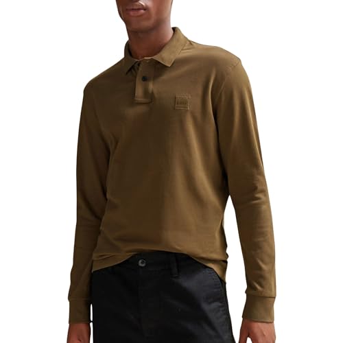 BOSS Herren Passerby Slim-Fit Poloshirt aus Stretch-Baumwolle mit Logo-Aufnäher Hellgrün XL von BOSS