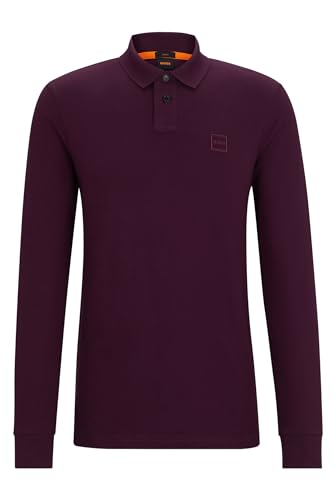 BOSS Herren Passerby Slim-Fit Poloshirt aus Stretch-Baumwolle mit Logo-Aufnäher Lila XL von BOSS