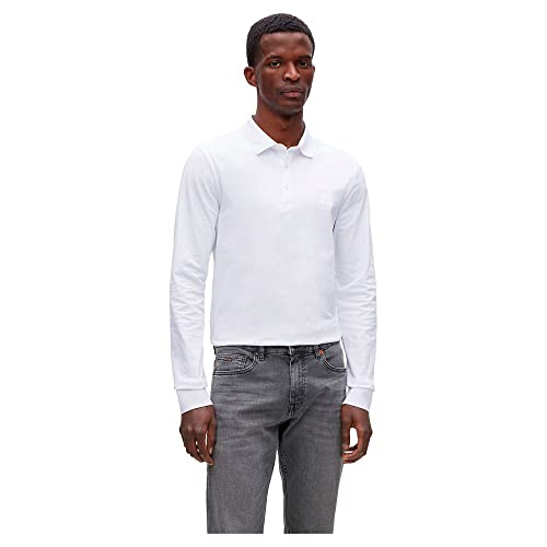 BOSS Herren Passerby Slim-Fit Longsleeve-Poloshirt mit Logo-Aufnäher Weiß XXXL von BOSS