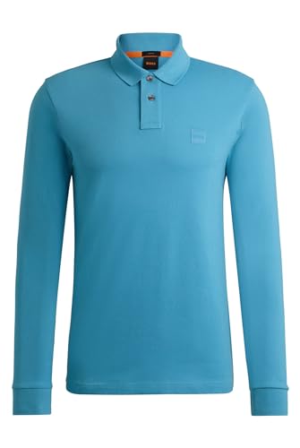 BOSS Herren Passerby Slim-Fit Poloshirt aus Stretch-Baumwolle mit Logo-Aufnäher Hellblau L von BOSS