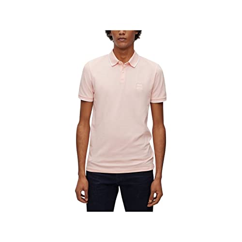 BOSS Herren Passertip Slim-Fit Poloshirt aus Stretch-Baumwolle mit Logo-Aufnäher Hellrosa S von BOSS