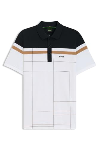 BOSS Herren Paule GOC Slim-Fit Poloshirt aus schnell trocknender Stretch-Baumwolle Weiß XXXL von BOSS
