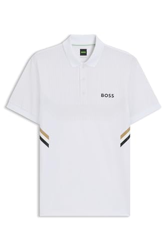 BOSS Herren Paule TOC Active Slim-Fit Poloshirt mit feuchtigkeitsableitenden Eigenschaften Weiß XL von BOSS