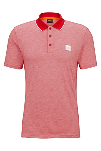 BOSS Herren PeOxford Poloshirt aus Baumwoll-Piqué mit Logo-Aufnäher Rot L von BOSS