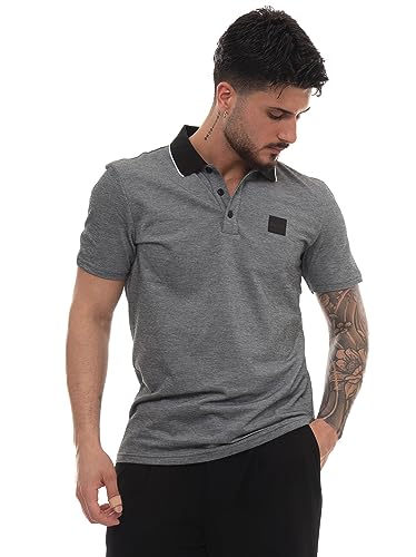 BOSS Herren PeOxford Poloshirt aus Oxford-Baumwolle mit Logo-Aufnäher Schwarz L von BOSS