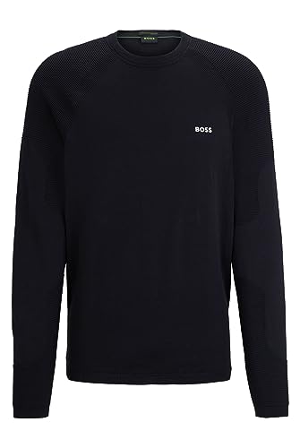 BOSS Herren Perform-X CN Regular-Fit Pullover aus Baumwoll-Mix mit Logo-Detail Dunkelblau XXL von BOSS