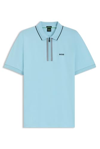 BOSS Herren Philix GOC Slim-Fit Poloshirt aus schnell trocknender Stretch-Baumwolle Hellblau XXL von BOSS