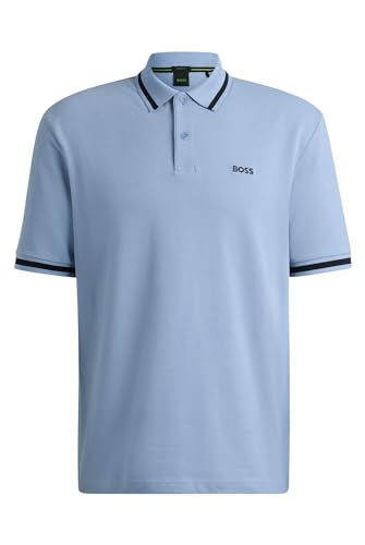 BOSS Herren Pio IN Poloshirt aus Baumwoll-Piqué mit Kontrast-Details Hellblau L von BOSS