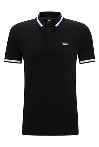 BOSS Herren Pio IN Poloshirt aus Baumwoll-Piqué mit Kontrast-Details Schwarz L von BOSS