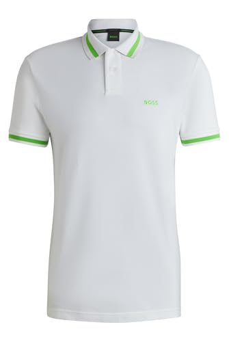 BOSS Herren Pio IN Poloshirt aus Baumwoll-Piqué mit Kontrast-Details Weiß M von BOSS