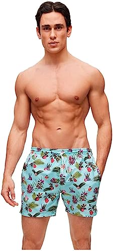 BOSS Herren Piranha Badeshorts mit Blumen-Print und Logo-Detail Hellgrün XL von BOSS