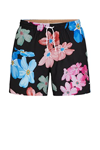 BOSS Herren Piranha Badeshorts mit Blumen-Print und Logo-Detail Schwarz L von BOSS