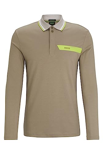 BOSS Herren Plisy 1 Poloshirt aus Interlock-Baumwolle mit Streifen und Logo Hellgrün L von BOSS