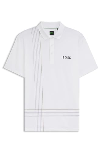 BOSS Herren Polo Check TOC Schnell trocknendes Active Poloshirt mit Karo-Artwork Weiß L von BOSS