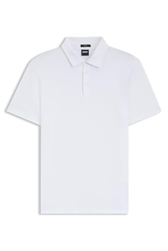 BOSS Herren Palosh 30 Slim-Fit Poloshirt aus Baumwolle mit gummiertem Logo Weiß XL von BOSS