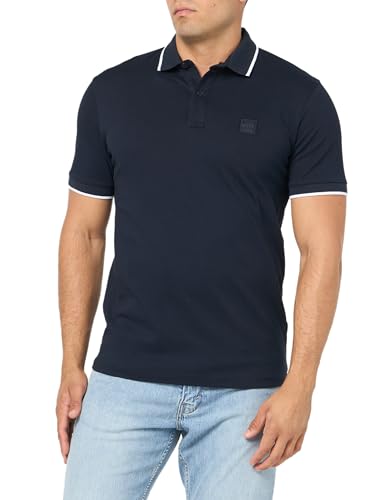 BOSS Herren Poloshirt mit Quadratischem Logo, Schmale Passform, Baumwolle Polohemd, Space Blue, XX-Large BOSS Herren Poloshirt mit Quadratischem Logo, Schmale Passform, Baumwolle Polohemd, Space Blue, XX-Large von BOSS