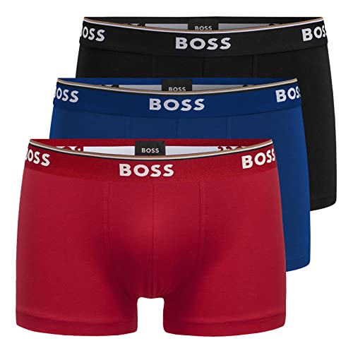 BOSS Herren Power Boxer Trunks Unterhosen Cotton Stretch 3er Pack, Farbe:Mehrfarbig, Wäschegröße:XL, Artikel:-962 Black/Blue/red von BOSS