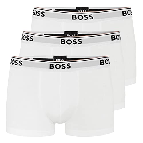 BOSS Herren Power Boxer Trunks Unterhosen Cotton Stretch 3er Pack, Farbe:Weiß, Wäschegröße:M, Artikel:-100 White von BOSS