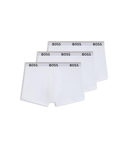 BOSS 3er Pack Herren Power Boxer Trunks Boxershorts Unterhosen Cotton Stretch, Farbe:Weiß, Wäschegröße:S, Artikel:-100 White von BOSS