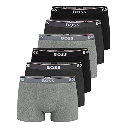 BOSS Herren Power Boxer Trunks Unterhosen Cotton Stretch 6er Pack, Farbe:Mehrfarbig, Wäschegröße:2XL, Artikel:-061 Black/Anthracite/Grey von HUGO BOSS