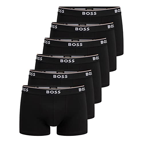 BOSS Herren Power Boxer Trunks Unterhosen Cotton Stretch 6er Pack, Farbe:Schwarz, Wäschegröße:S, Artikel:-001 Black von BOSS