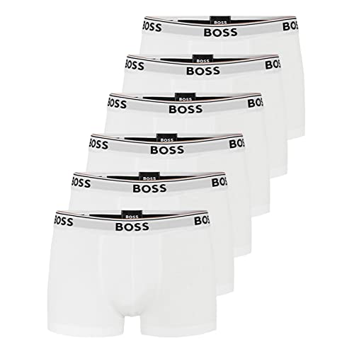 BOSS Herren Power Boxer Trunks Unterhosen Cotton Stretch 6er Pack, Farbe:Weiß, Wäschegröße:M, Artikel:-100 White von BOSS