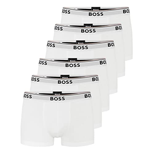 BOSS Herren Power Boxer Trunks Unterhosen Cotton Stretch 6er Pack, Farbe:Weiß, Wäschegröße:S, Artikel:-100 White von BOSS
