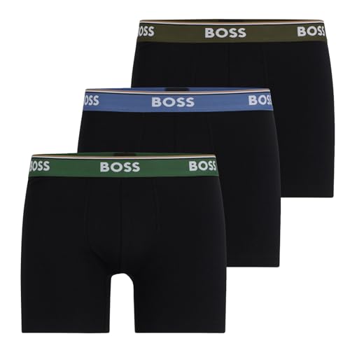 BOSS Herren Power Long Boxer Unterhosen Cotton Stretch 3er Pack, Farbe:Schwarz, Wäschegröße:M, Artikel:-971 Black Multi von BOSS