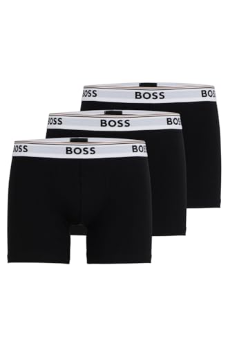 BOSS Herren Power Long Boxer Unterhosen Cotton Stretch 3er Pack, Farbe:Schwarz, Wäschegröße:M, Artikel:-994 Open Black von BOSS