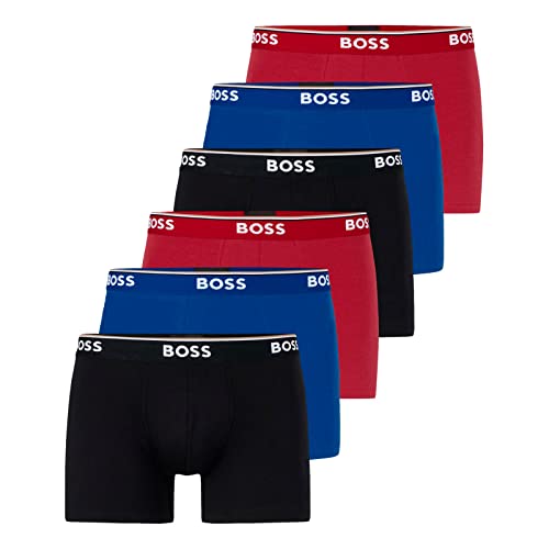 BOSS Herren Power Long Boxer Unterhosen Cotton Stretch 6er Pack, Farbe:Mehrfarbig, Wäschegröße:L, Artikel:-962 Black/Blue/red von BOSS