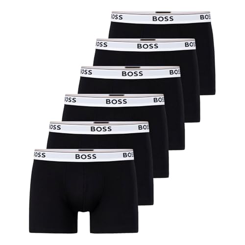 BOSS Herren Power Long Boxer Unterhosen Cotton Stretch 6er Pack, Farbe:Schwarz, Wäschegröße:2XL, Artikel:-994 Open Black von BOSS
