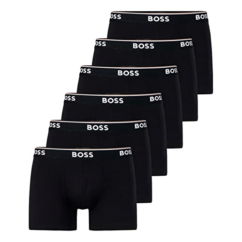 BOSS Herren Power Long Boxer Unterhosen Cotton Stretch 6er Pack, Farbe:Schwarz, Wäschegröße:M, Artikel:-001 Black von BOSS